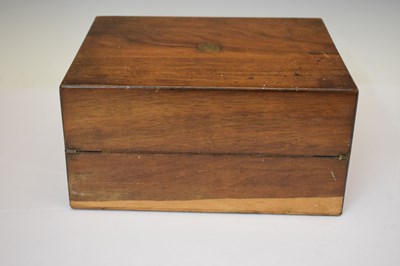 Lot 218 - Victorian walnut lap desk, a selection of gold nibbed fountain pens, etc