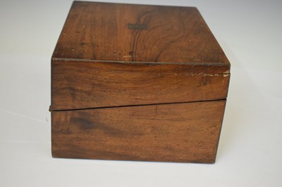 Lot 218 - Victorian walnut lap desk, a selection of gold nibbed fountain pens, etc