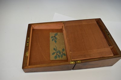 Lot 218 - Victorian walnut lap desk, a selection of gold nibbed fountain pens, etc