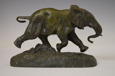 Lot 234 - Antoine-Louis Barye, (French, 1795-1875) - Animalier bronze model 'Elephant du Senegal'