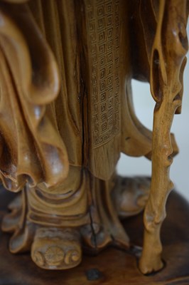 Lot 313 - Chinese carved rootwood figure of Shoulao and blanc de chine Kwanyin
