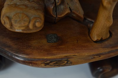 Lot 313 - Chinese carved rootwood figure of Shoulao and blanc de chine Kwanyin