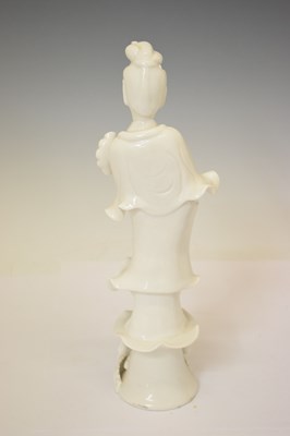 Lot 313 - Chinese carved rootwood figure of Shoulao and blanc de chine Kwanyin
