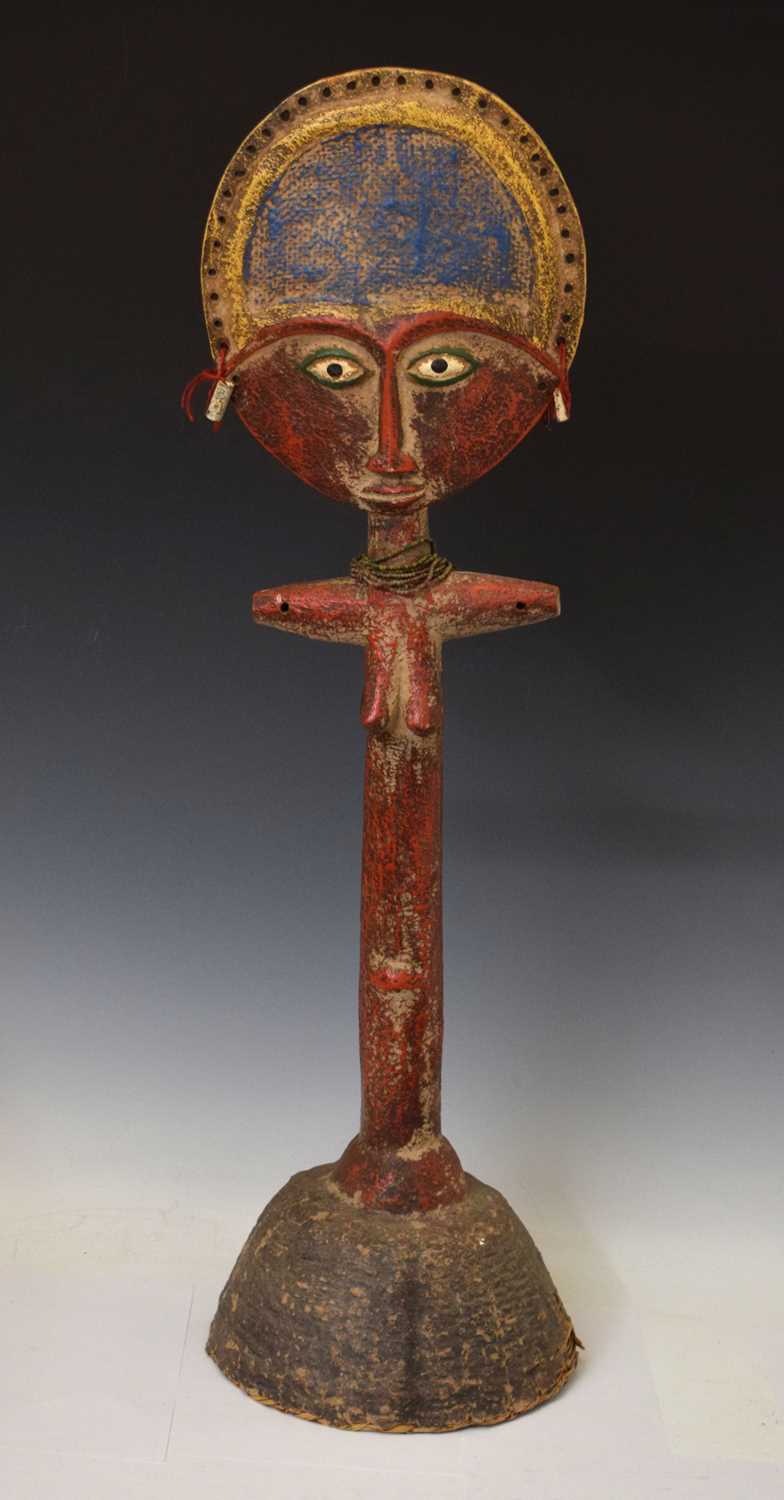 Lot 256 - Large African Ashanti (Asante) 'Akuaba' painted wooden fertility figure