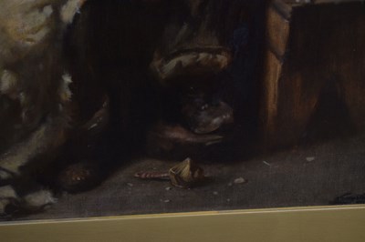 Lot 397 - John Henry Henshall (British, 1856-1928) - Oil on canvas - Elderly gentleman nursing a young child