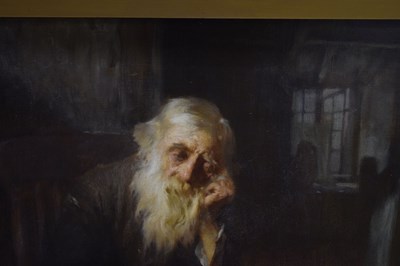 Lot 397 - John Henry Henshall (British, 1856-1928) - Oil on canvas - Elderly gentleman nursing a young child