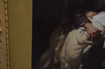 Lot 397 - John Henry Henshall (British, 1856-1928) - Oil on canvas - Elderly gentleman nursing a young child