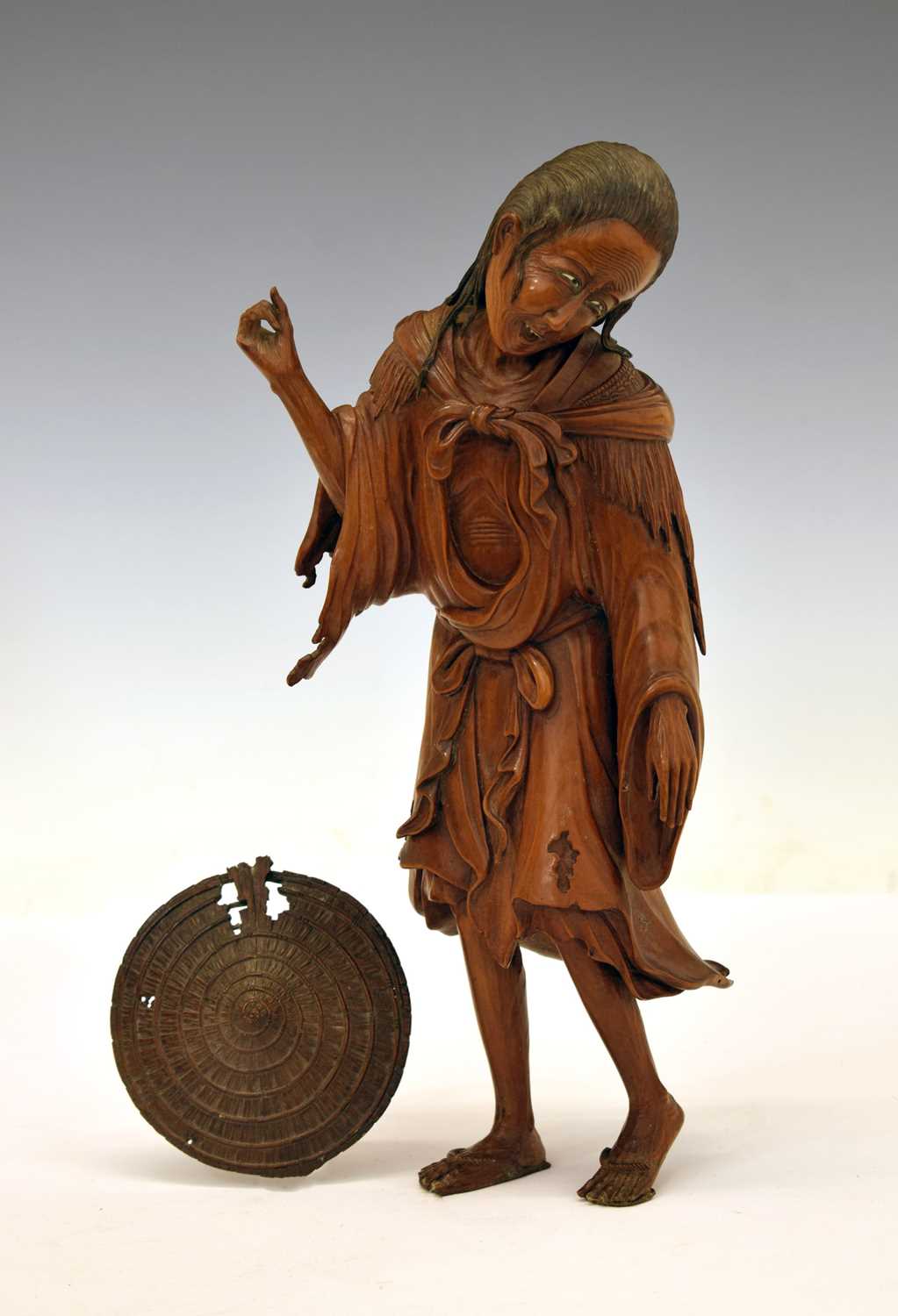 Lot 350 - Japanese carved boxwood okimono of the poetess Ono no Komachi