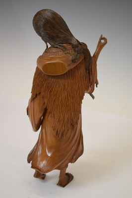 Lot 350 - Japanese carved boxwood okimono of the poetess Ono no Komachi