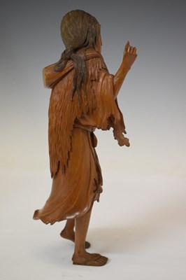 Lot 350 - Japanese carved boxwood okimono of the poetess Ono no Komachi