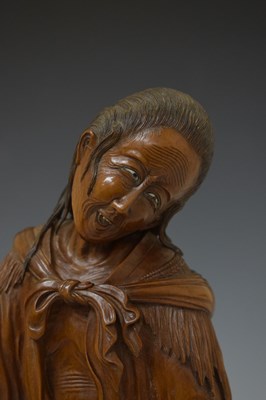 Lot 350 - Japanese carved boxwood okimono of the poetess Ono no Komachi