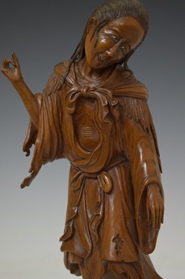 Lot 350 - Japanese carved boxwood okimono of the poetess Ono no Komachi