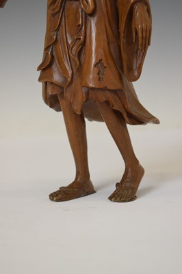Lot 350 - Japanese carved boxwood okimono of the poetess Ono no Komachi