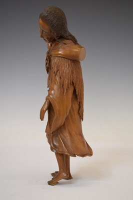 Lot 350 - Japanese carved boxwood okimono of the poetess Ono no Komachi