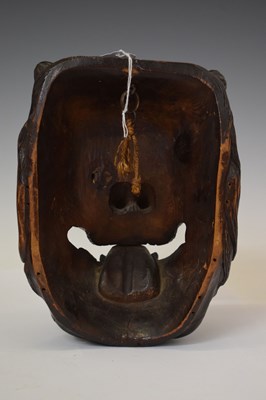 Lot 353 - Japanese carved softwood Noh-style mask of Kaminari (the thunder demon)