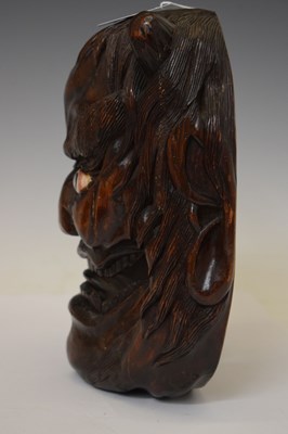 Lot 353 - Japanese carved softwood Noh-style mask of Kaminari (the thunder demon)