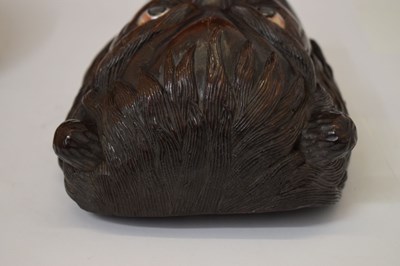 Lot 353 - Japanese carved softwood Noh-style mask of Kaminari (the thunder demon)
