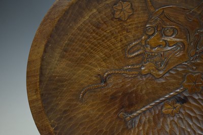 Lot 353 - Japanese carved softwood Noh-style mask of Kaminari (the thunder demon)