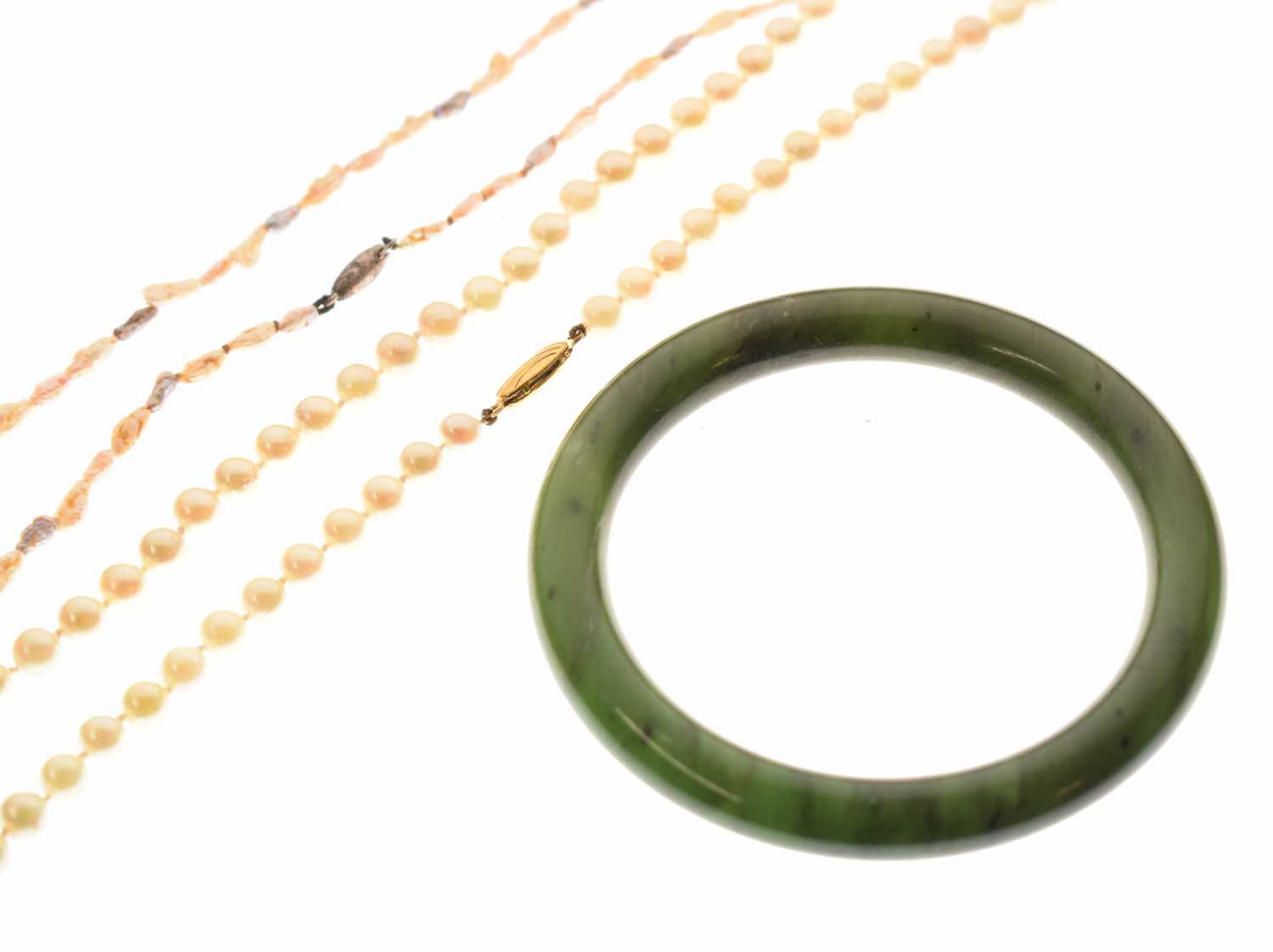Lot 148 - Cultured pearl necklace with 9ct gold clasp, etc