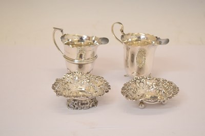 Lot 200 - Victorian heart shaped bonbon dish, two cream jugs etc