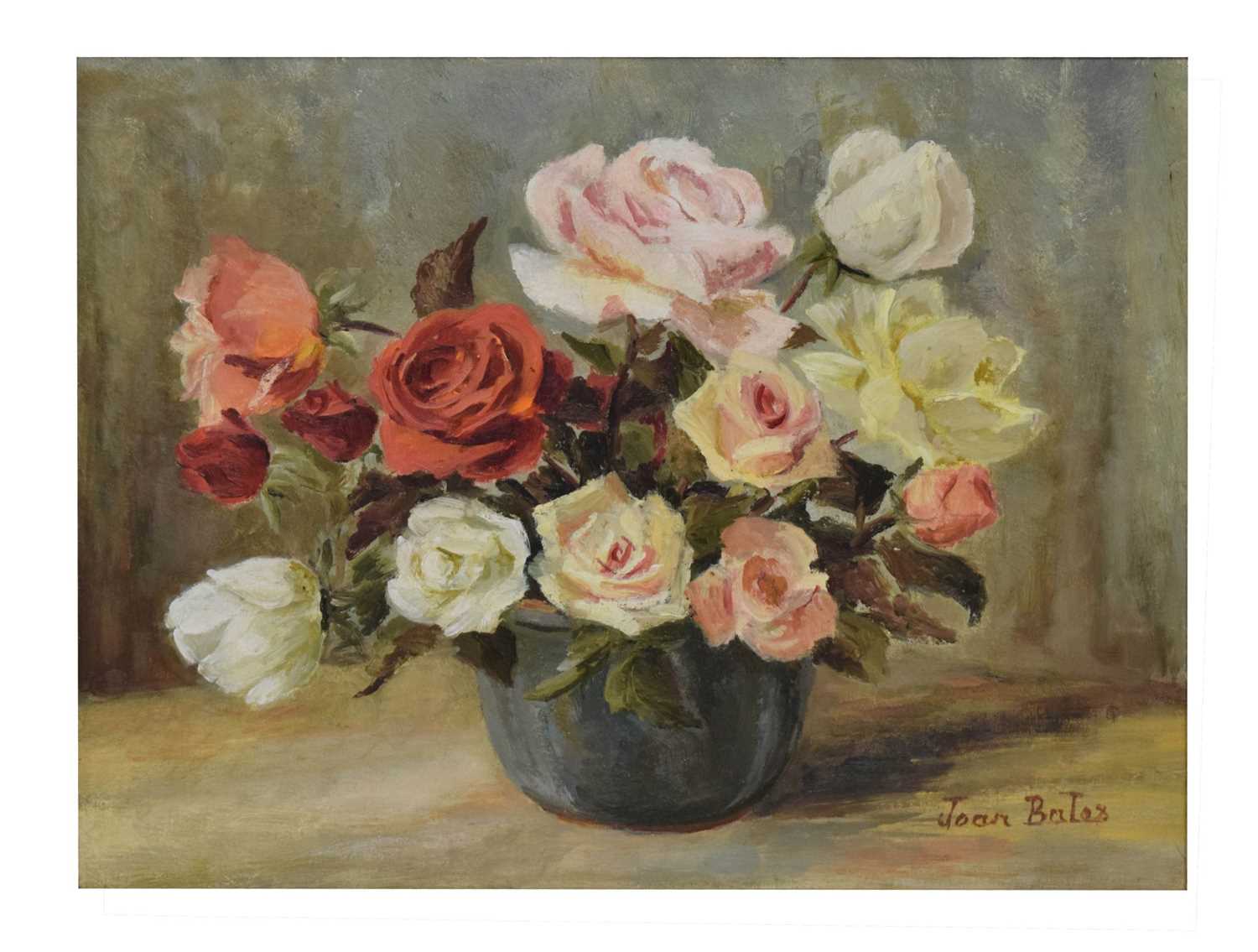 Lot 465 - Joan Bates (20th century) - Oil on canvas - Still life of roses