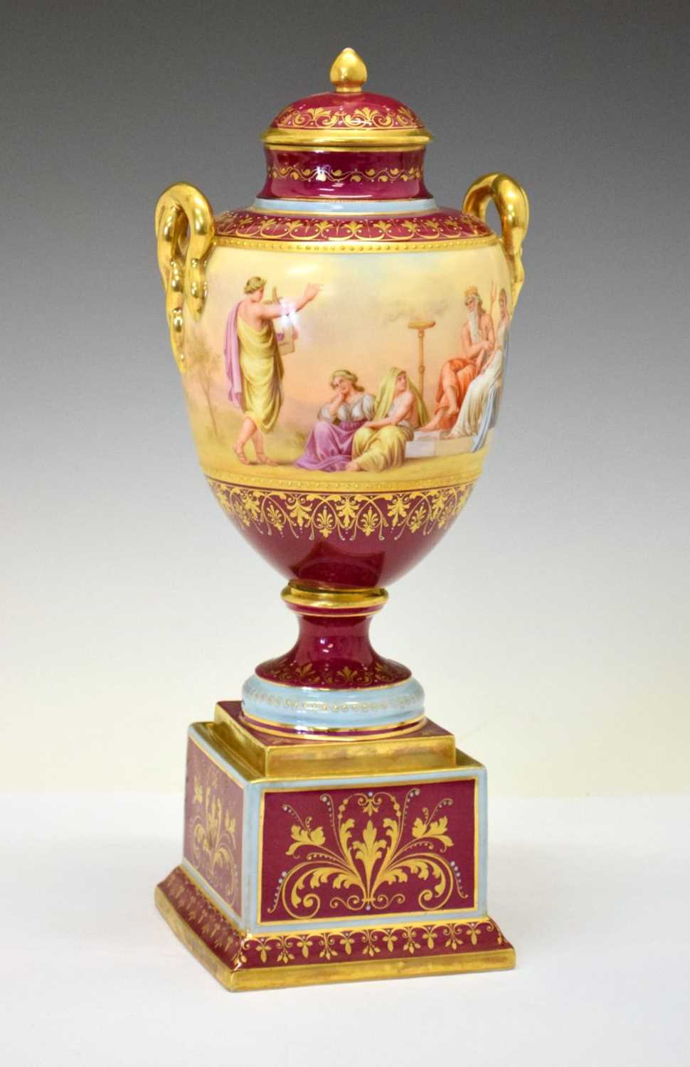 Lot 403 - Austrian porcelain covered vase and stand