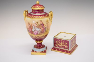 Lot 403 - Austrian porcelain covered vase and stand