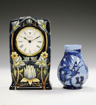 Lot 392 - Moorcroft Tribute to William Morris pattern mantel clock, etc..