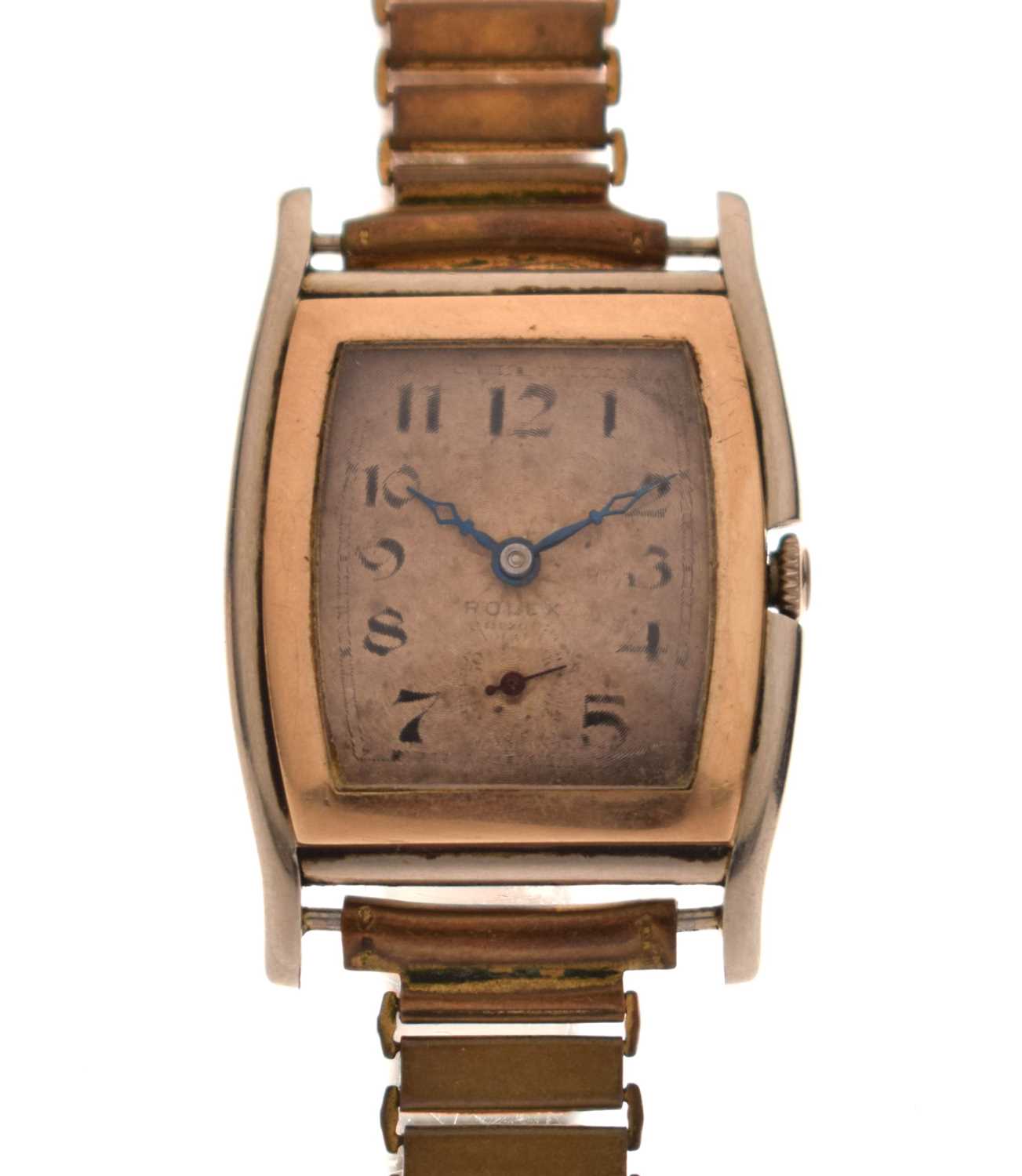 Lot 82 - Rolex - Early 20th century gentleman's 9ct gold and steel cased bracelet watch