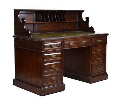 Lot 631 - Ex Robert Lenkiewicz - stamped late Victorian or Edwardian Edwards & Roberts twin pedestal desk