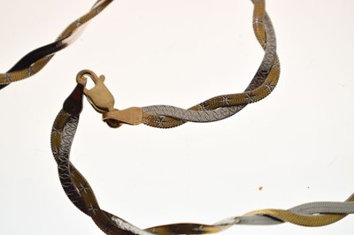 Lot 134 - Italian bi-colour 9ct gold plaited necklace and matching bracelet