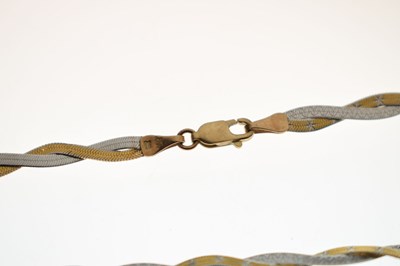 Lot 134 - Italian bi-colour 9ct gold plaited necklace and matching bracelet