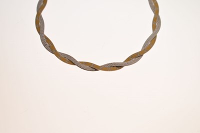 Lot 134 - Italian bi-colour 9ct gold plaited necklace and matching bracelet