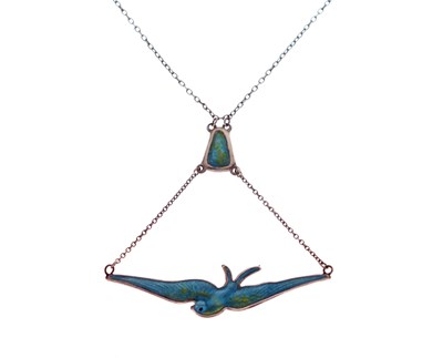 Lot 57 - Charles Horner enamelled pendant necklace together with enamelled unassociated earrings