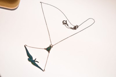 Lot 57 - Charles Horner enamelled pendant necklace together with enamelled unassociated earrings