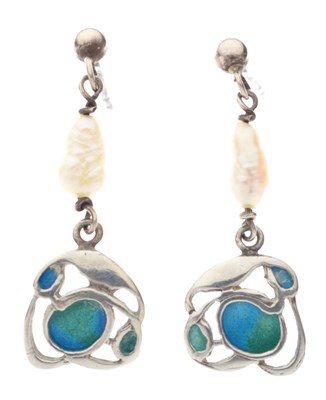 Lot 57 - Charles Horner enamelled pendant necklace together with enamelled unassociated earrings