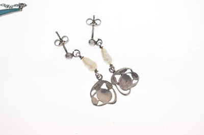 Lot 57 - Charles Horner enamelled pendant necklace together with enamelled unassociated earrings