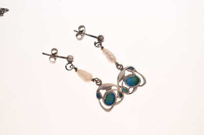 Lot 57 - Charles Horner enamelled pendant necklace together with enamelled unassociated earrings