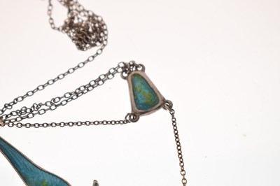 Lot 57 - Charles Horner enamelled pendant necklace together with enamelled unassociated earrings
