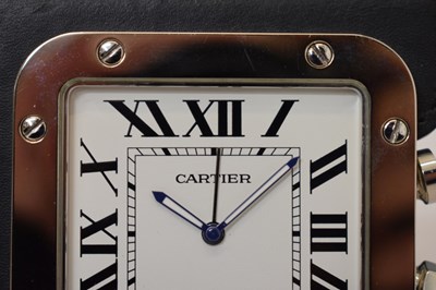 Lot 439 - Cartier Santos stainless steel travel alarm timepiece, ref. 2750