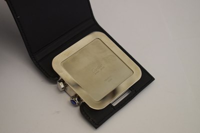 Lot 439 - Cartier Santos stainless steel travel alarm timepiece, ref. 2750