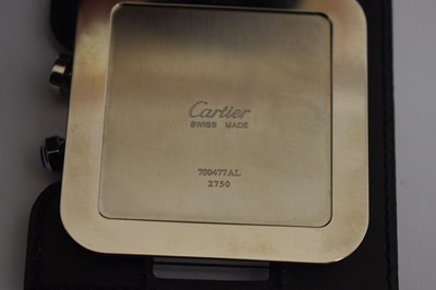 Lot 439 - Cartier Santos stainless steel travel alarm timepiece, ref. 2750