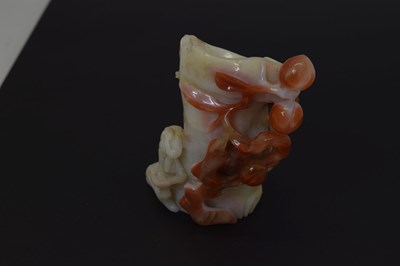 Lot 325 - Chinese carved carnelian agate 'Auspicious Fruits' vase