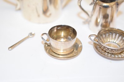 Lot 370 - Edward VII four-piece silver miniature tea set, etc