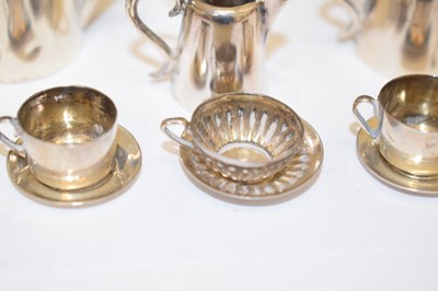 Lot 370 - Edward VII four-piece silver miniature tea set, etc