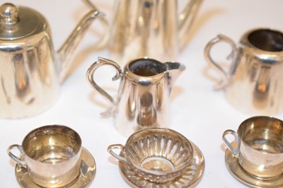Lot 370 - Edward VII four-piece silver miniature tea set, etc