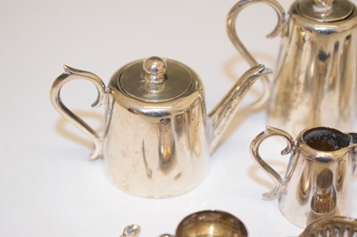 Lot 370 - Edward VII four-piece silver miniature tea set, etc