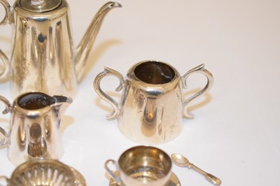 Lot 370 - Edward VII four-piece silver miniature tea set, etc