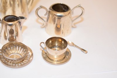 Lot 370 - Edward VII four-piece silver miniature tea set, etc