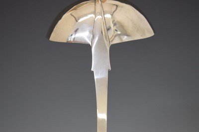 Lot 128 - Late Victorian Irish silver fiddle pattern rat tail ladle